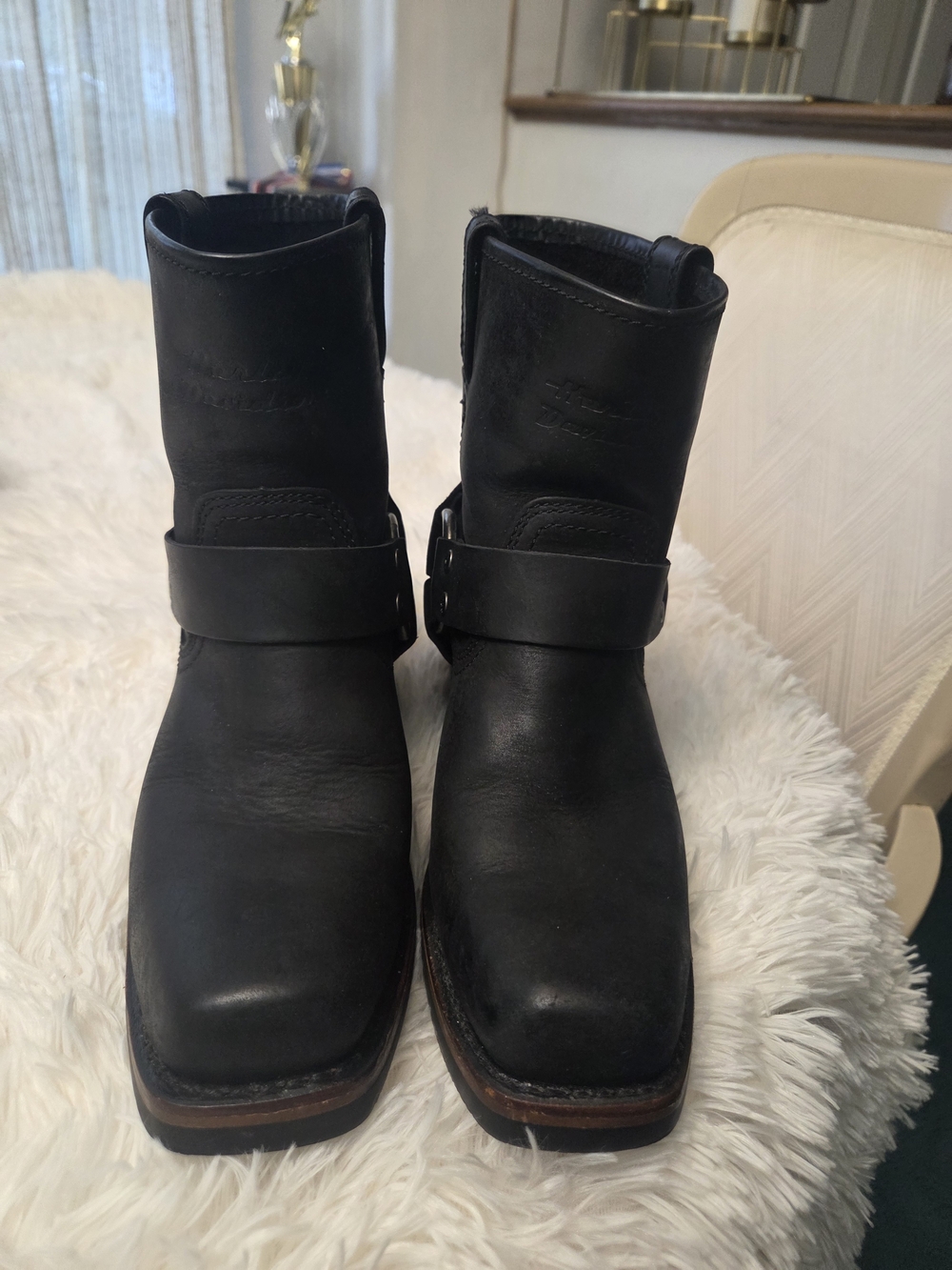 Harley-Davidson Black Leather Women's Harness Moto Boots